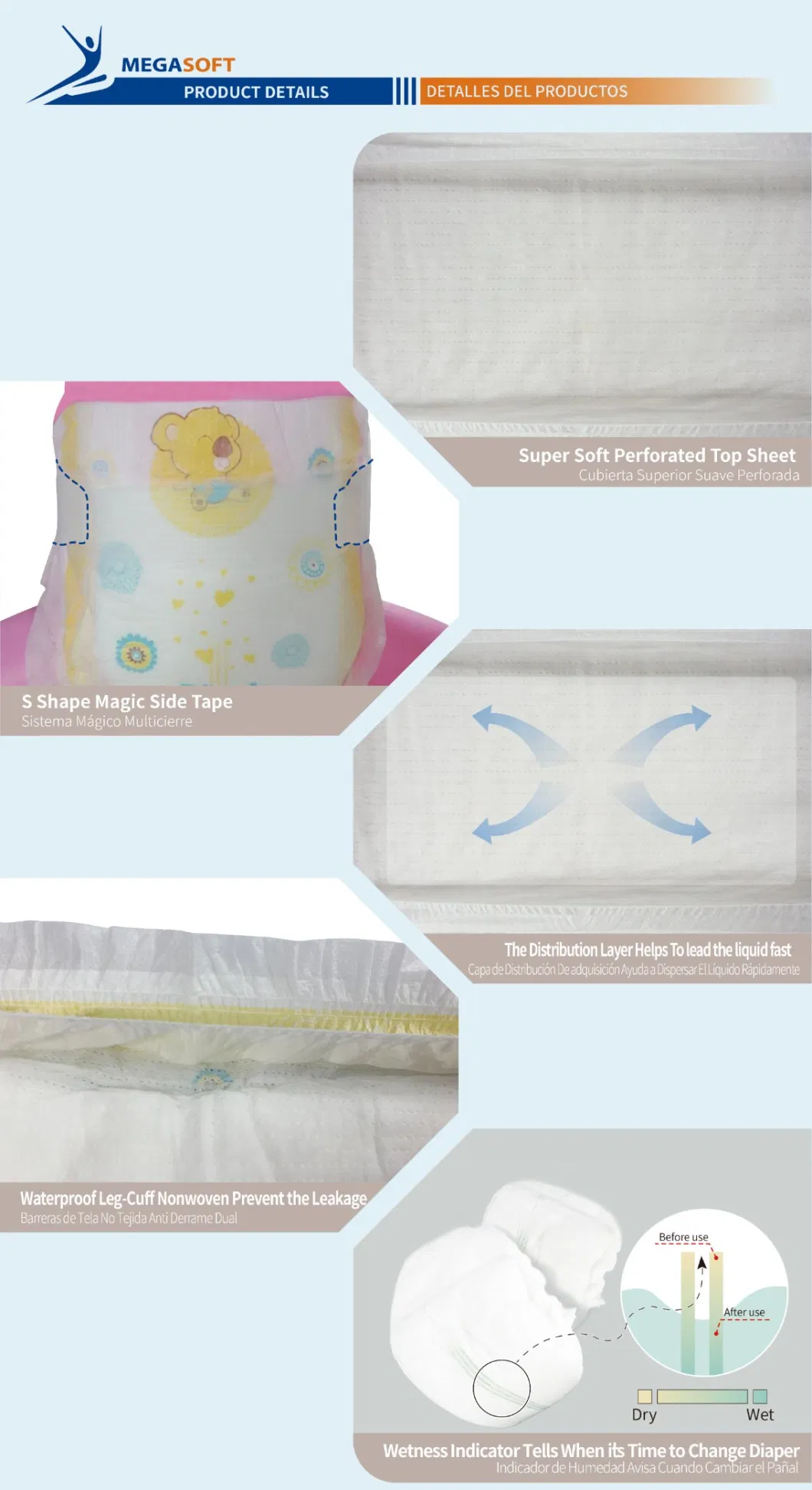 Manufacturer OEM Wholesale Sample Free Competitive Price High Breathable Disposable Baby Nappies Baby Diaper